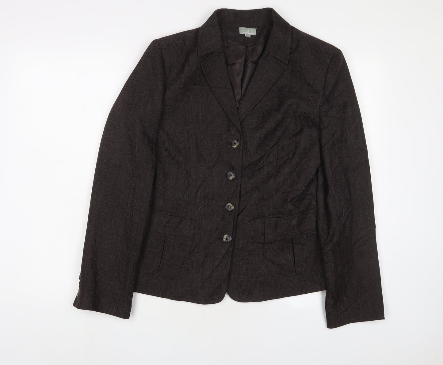 NAF NAF Womens Brown Jacket Blazer Size 12 Button