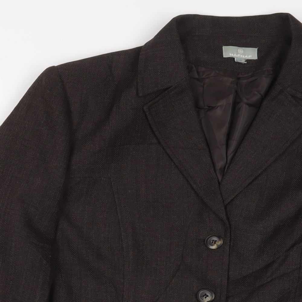 NAF NAF Womens Brown Jacket Blazer Size 12 Button