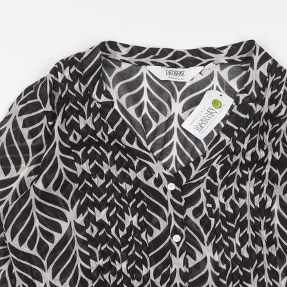 Newport Mansions Womens Black Geometric Polyester Basic Blouse Size S V-Neck - S/M
