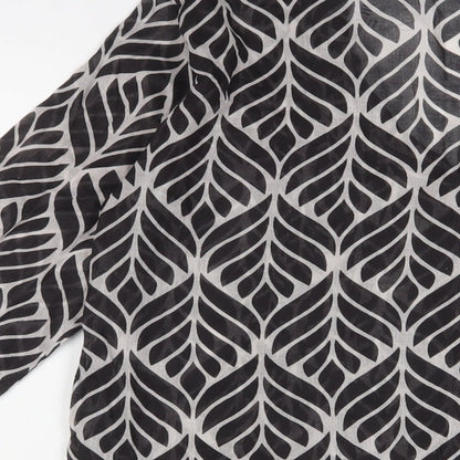 Newport Mansions Womens Black Geometric Polyester Basic Blouse Size S V-Neck - S/M