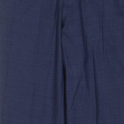Marks and Spencer Mens Blue Wool Trousers Size 30 in L31 in Regular Hook & Eye