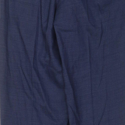 Marks and Spencer Mens Blue Wool Trousers Size 30 in L31 in Regular Hook & Eye