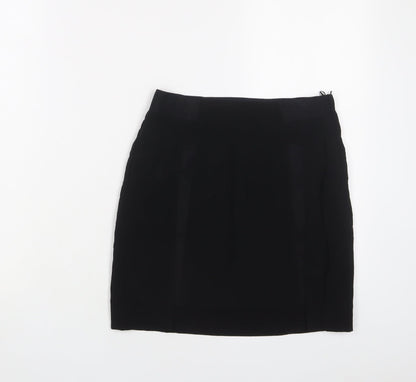 H&M Womens Black Cotton A-Line Skirt Size 6 Zip
