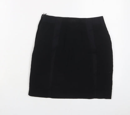 H&M Womens Black Cotton A-Line Skirt Size 6 Zip