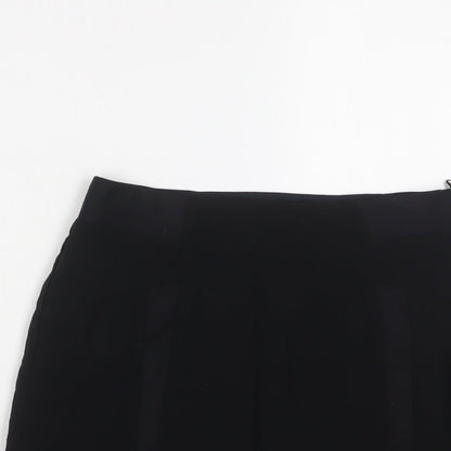 H&M Womens Black Cotton A-Line Skirt Size 6 Zip