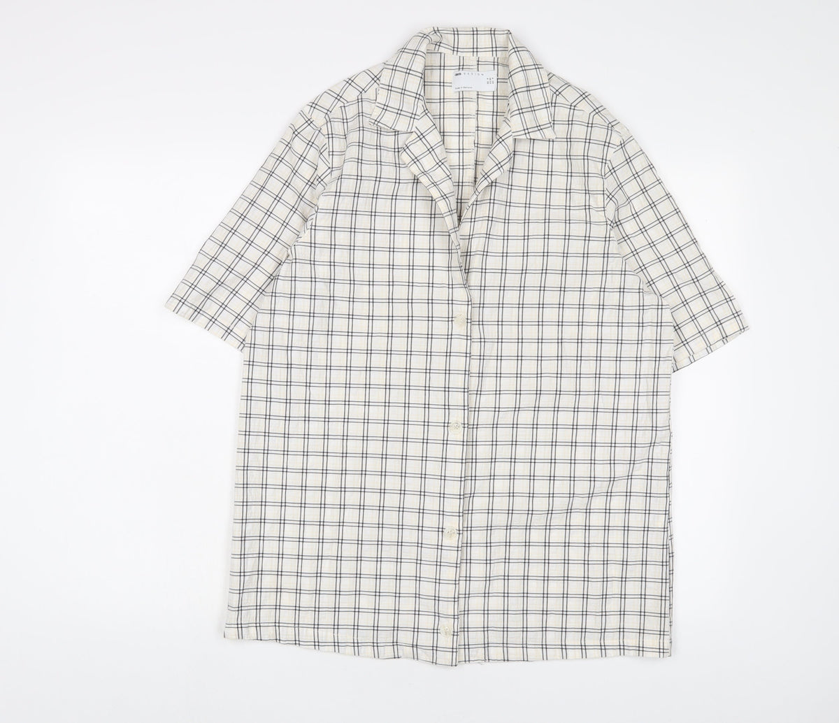 Additional front view of ASOS' women’s multicoloured plaid cotton basic button-up, size UK 8, collared - oversized
