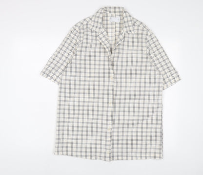 Additional front view of ASOS' women’s multicoloured plaid cotton basic button-up, size UK 8, collared - oversized