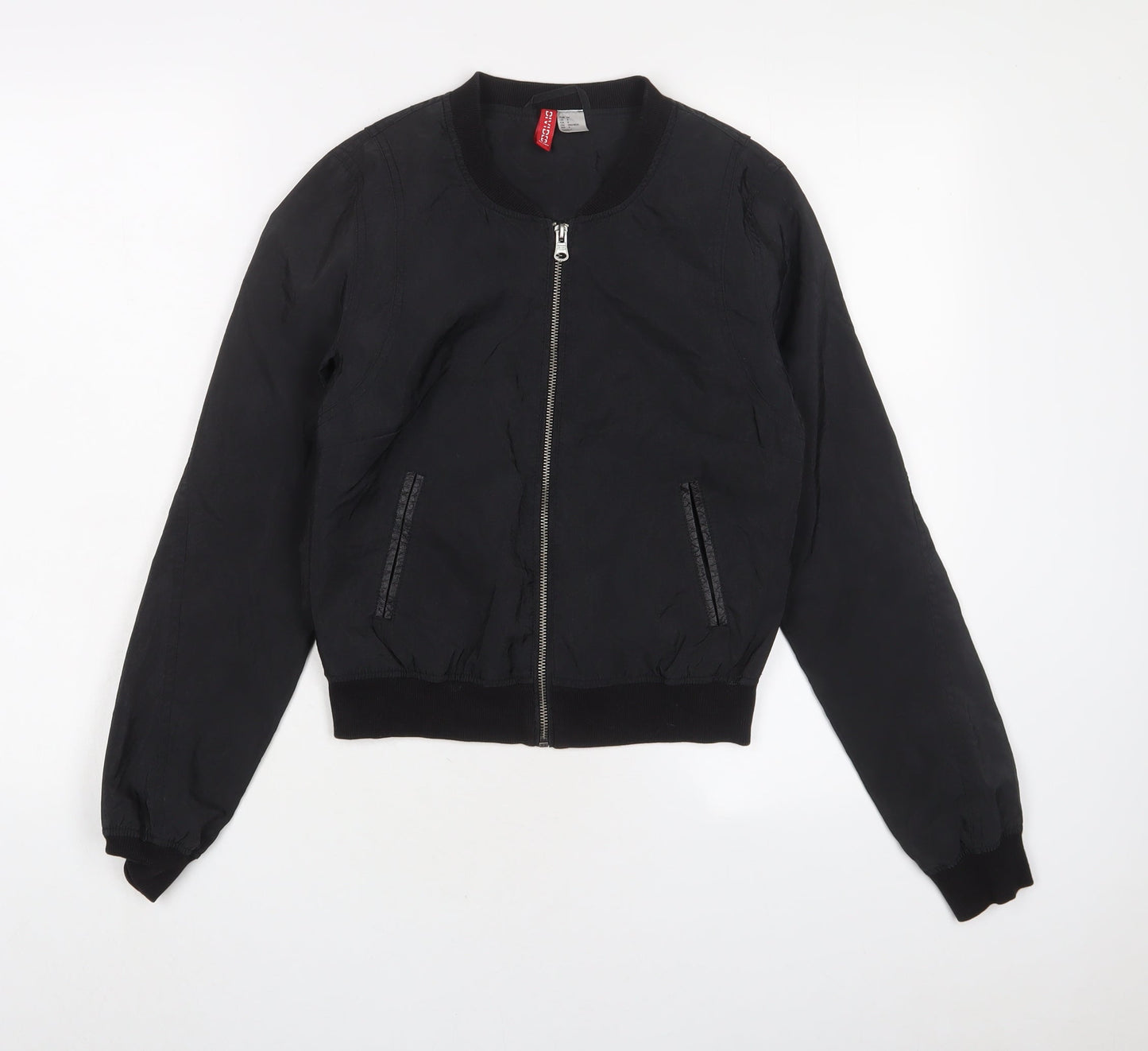 Womens UK Size 6 H&M Black Bomber Jacket