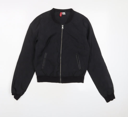 Womens UK Size 6 H&M Black Bomber Jacket