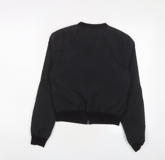 Womens UK Size 6 H&M Black Bomber Jacket
