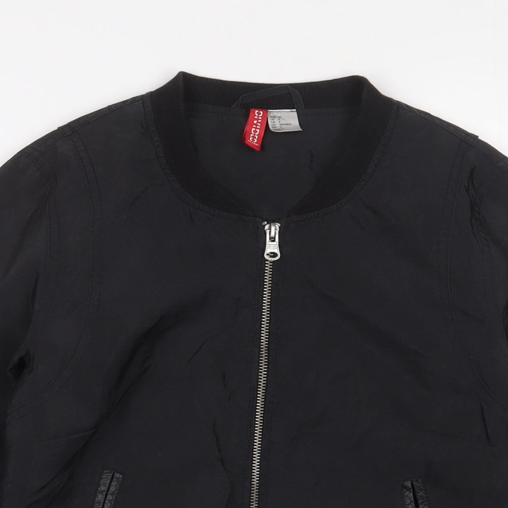 Womens UK Size 6 H&M Black Bomber Jacket