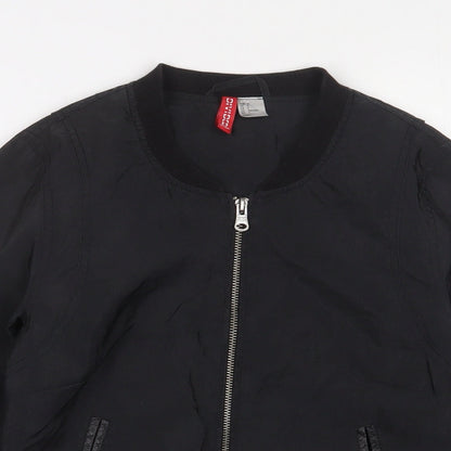 Womens UK Size 6 H&M Black Bomber Jacket