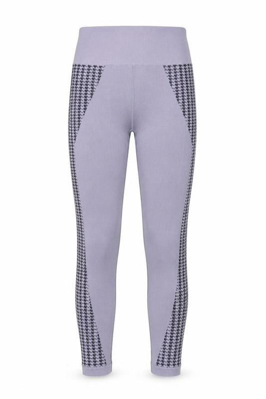 Front view of ASOS women’s purple polyamide capri leggings, size M, 20-inch leg