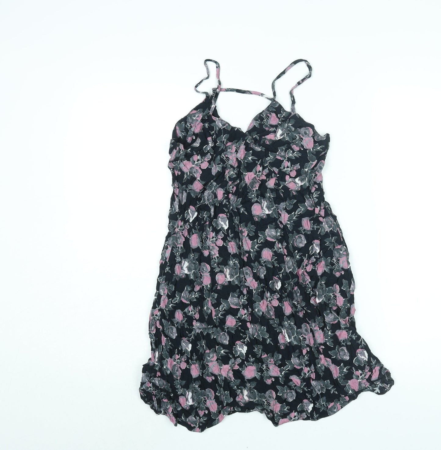 Pins & Needles Womens Black Geometric Viscose Mini Size M V-Neck Pullover