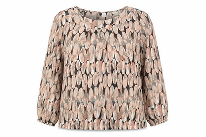 Bonprix Womens Pink Geometric Polyester Basic Blouse Size 16 Round Neck