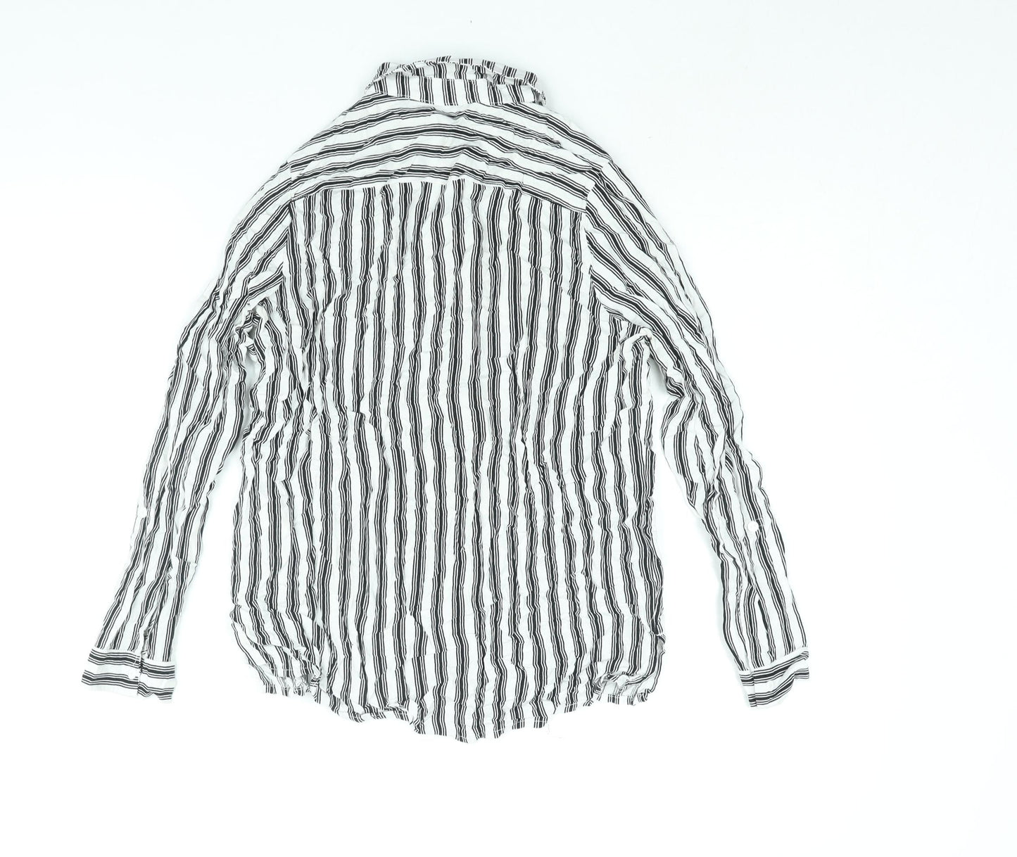 Divided by H&M Womens White Striped Viscose Basic Button-Up Size 6 Collared