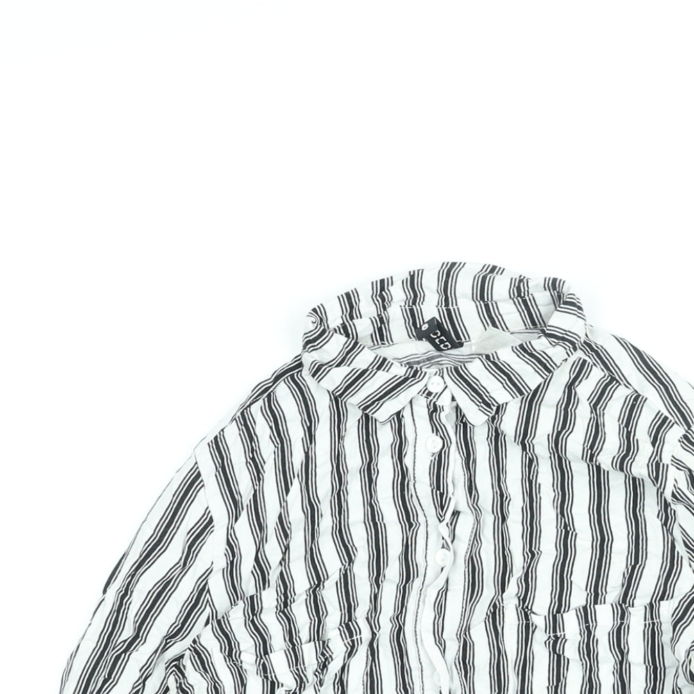 Divided by H&M Womens White Striped Viscose Basic Button-Up Size 6 Collared
