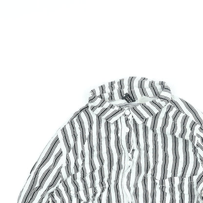 Divided by H&M Womens White Striped Viscose Basic Button-Up Size 6 Collared