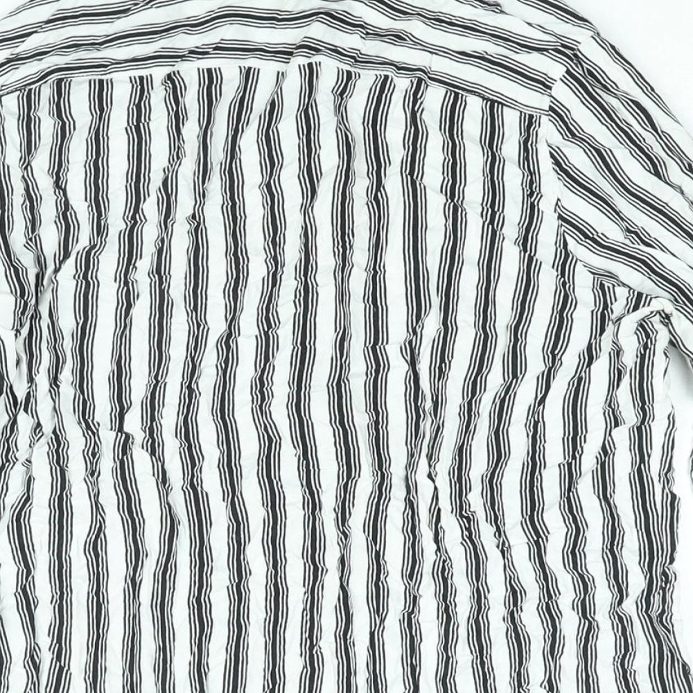 Divided by H&M Womens White Striped Viscose Basic Button-Up Size 6 Collared