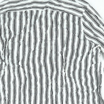 Divided by H&M Womens White Striped Viscose Basic Button-Up Size 6 Collared