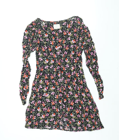 Pins & Needles Womens Multicoloured Floral Viscose A-Line Size S V-Neck Button