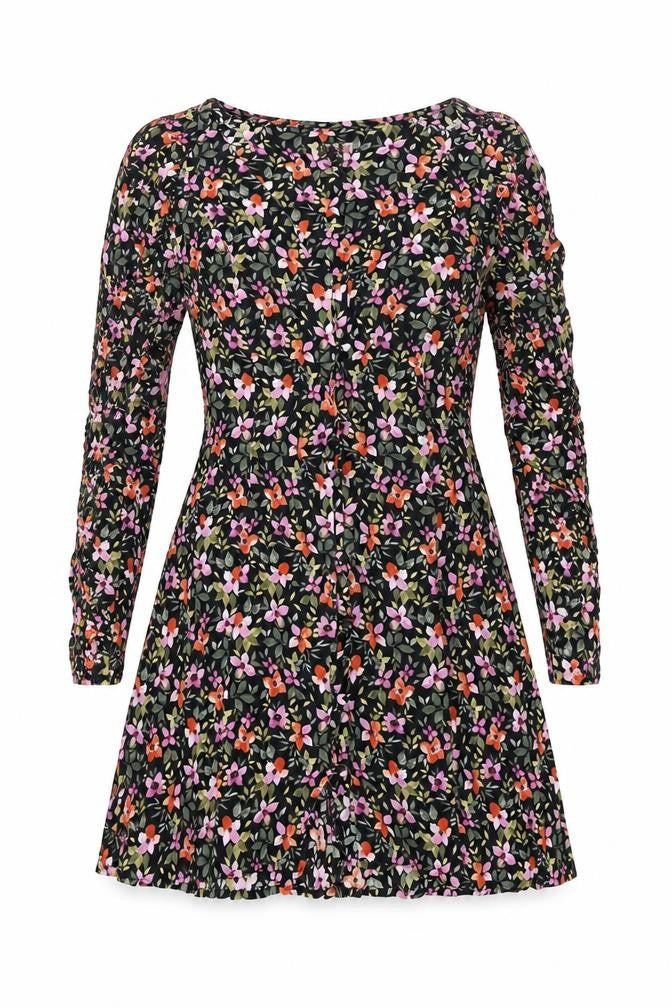 Pins & Needles Womens Multicoloured Floral Viscose A-Line Size S V-Neck Button