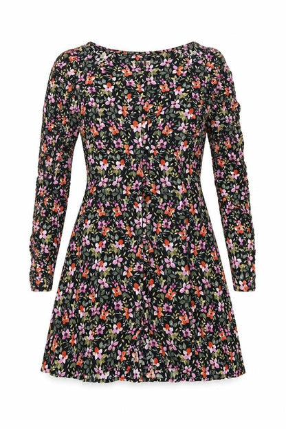 Pins & Needles Womens Multicoloured Floral Viscose A-Line Size S V-Neck Button