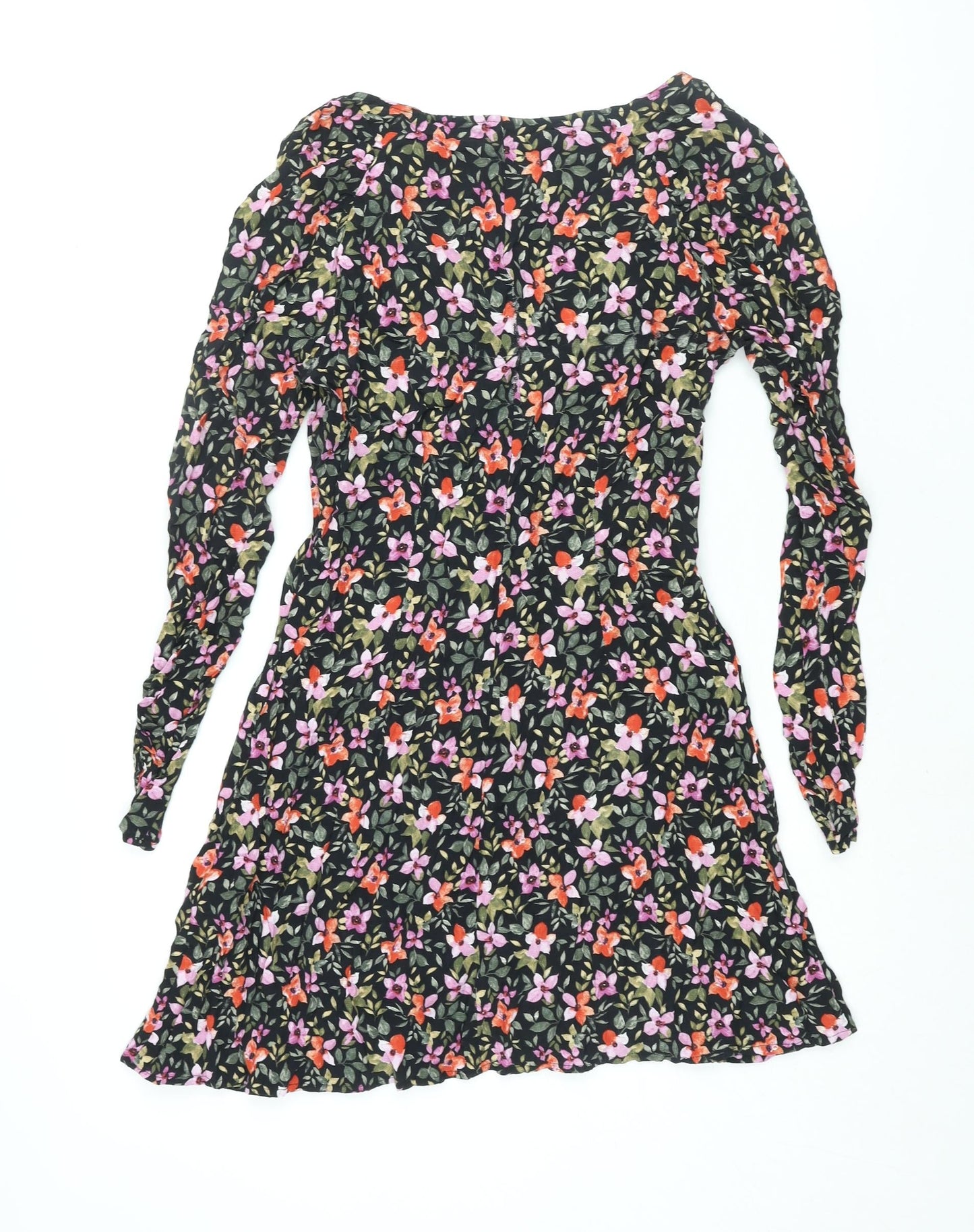 Pins & Needles Womens Multicoloured Floral Viscose A-Line Size S V-Neck Button