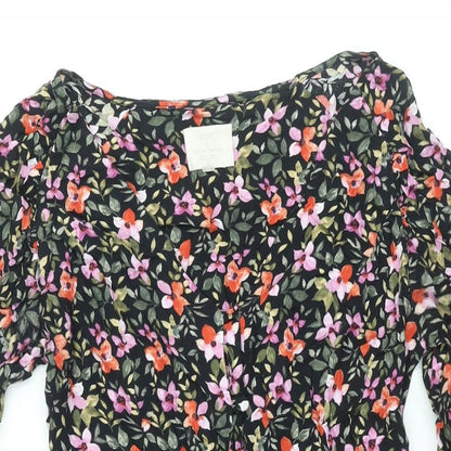 Pins & Needles Womens Multicoloured Floral Viscose A-Line Size S V-Neck Button