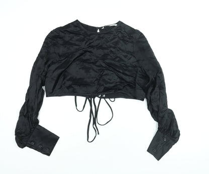Womens UK Size L Zara Black Basic Blouse