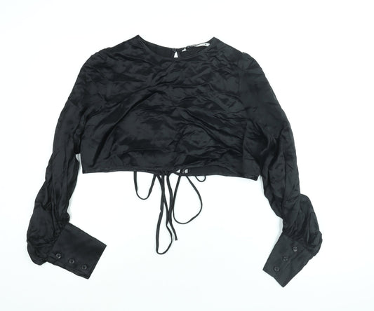 Womens UK Size L Zara Black Basic Blouse