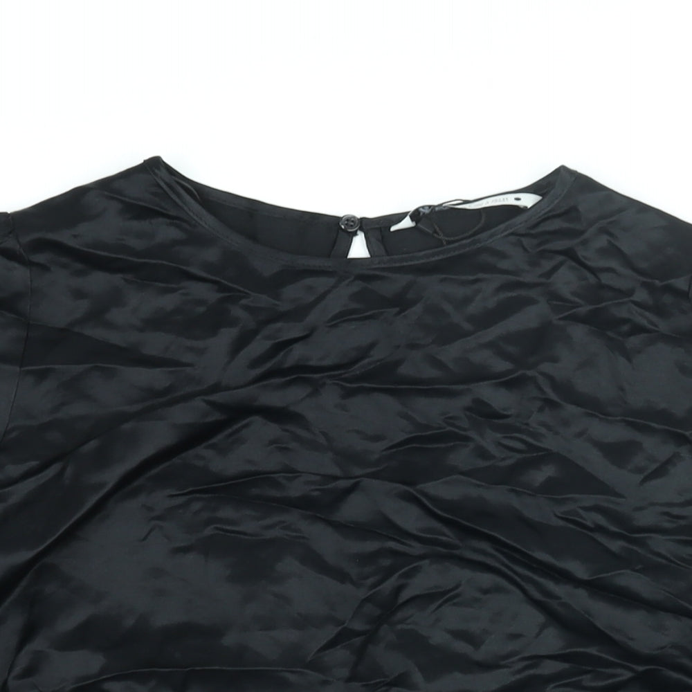 Womens UK Size L Zara Black Basic Blouse