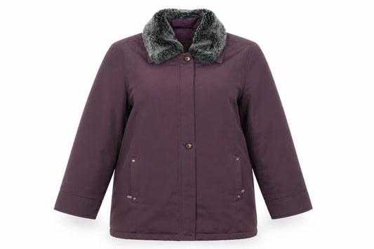 Astraka Womens Purple Overcoat Coat Size S Zip - Removable Faux Fur Collar