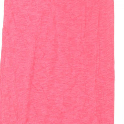 Express Womens Pink Cotton Maxi Size M Scoop Neck Pullover - Slit