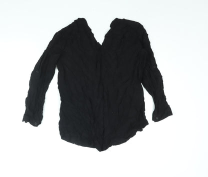 Olive + Oak Womens Black Viscose Basic Blouse Size M V-Neck