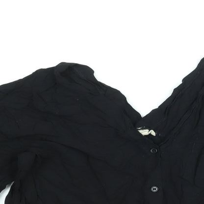 Olive + Oak Womens Black Viscose Basic Blouse Size M V-Neck