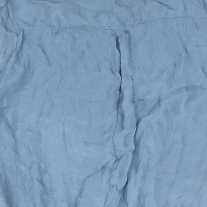 Prontomoda Giusy Womens Blue Silk Basic Blouse Size M Round Neck - Lace Detail