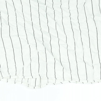 Divided by H&M Womens White Striped Viscose Cropped Button-Up Size M Collared