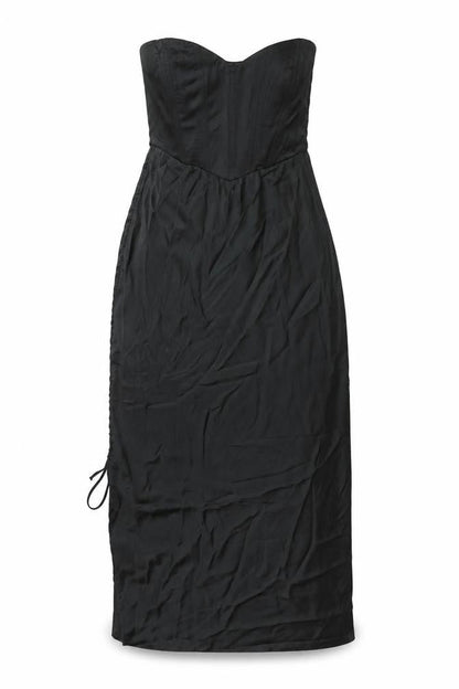 Zara Womens Black Polyester Shift Size M Sweetheart Zip - Drawstring Detail Corset Bodice