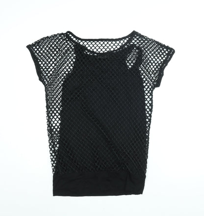 Melrose Womens Black Viscose Basic Blouse Size 14 Round Neck