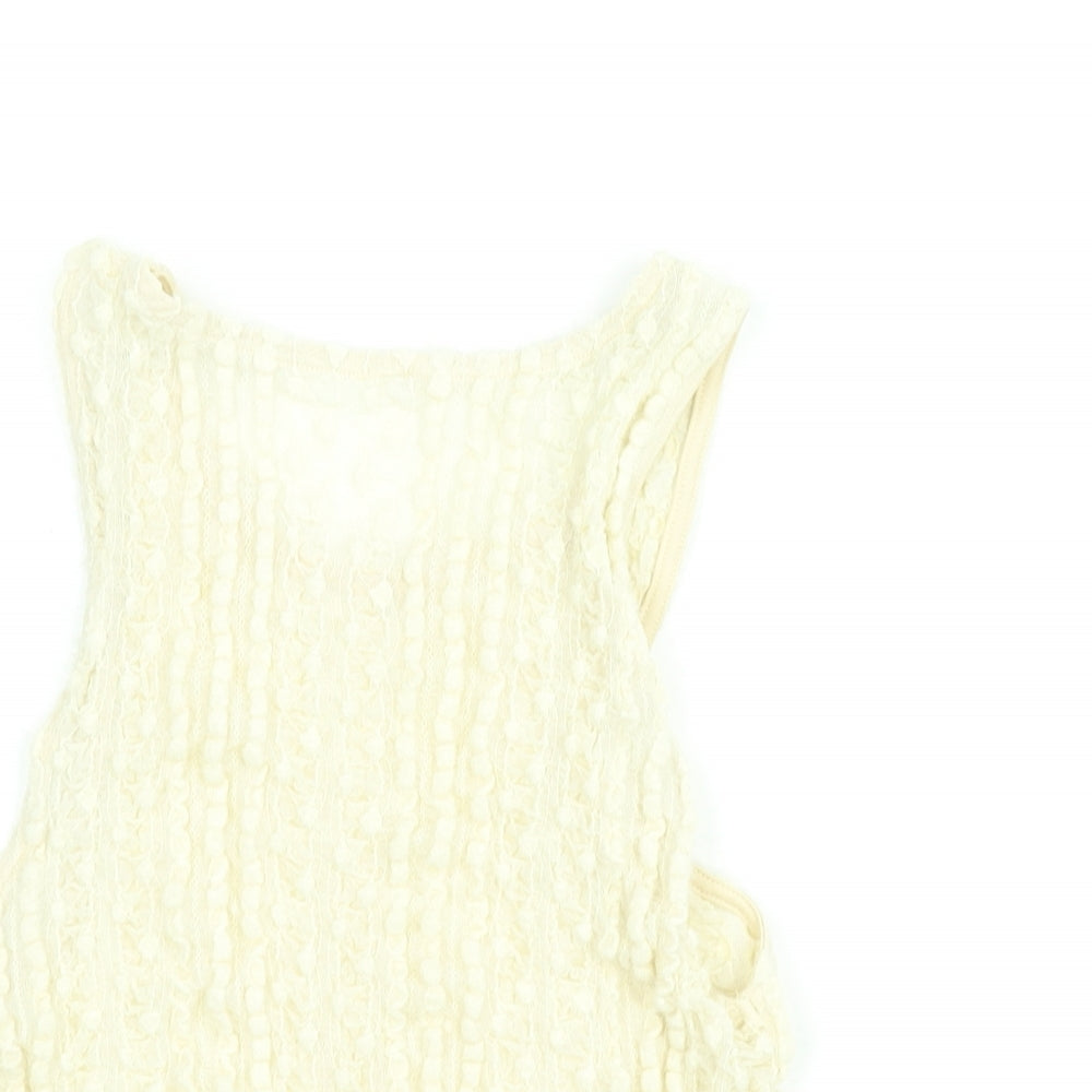 River Island Womens Ivory Polyamide Camisole Blouse Size 14 Scoop Neck