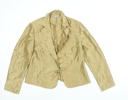 Steinmann Womens Gold Nylon Basic Blouse Size 16 Collared