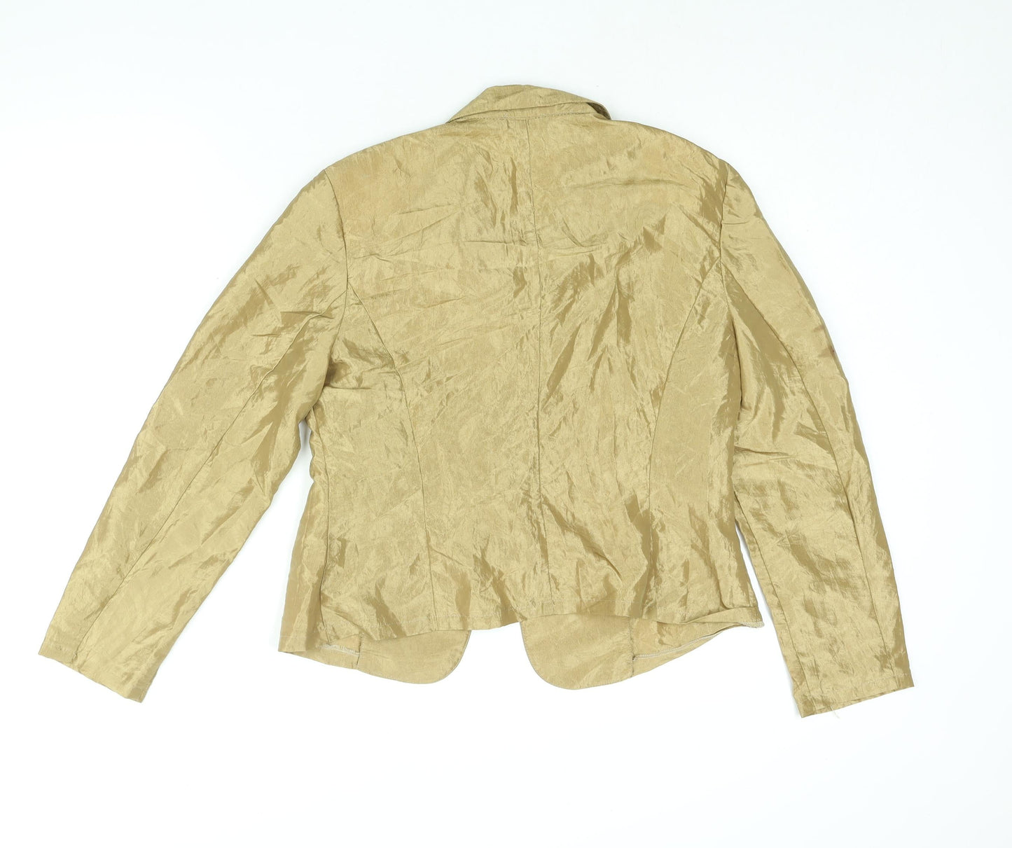 Steinmann Womens Gold Nylon Basic Blouse Size 16 Collared