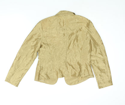 Steinmann Womens Gold Nylon Basic Blouse Size 16 Collared