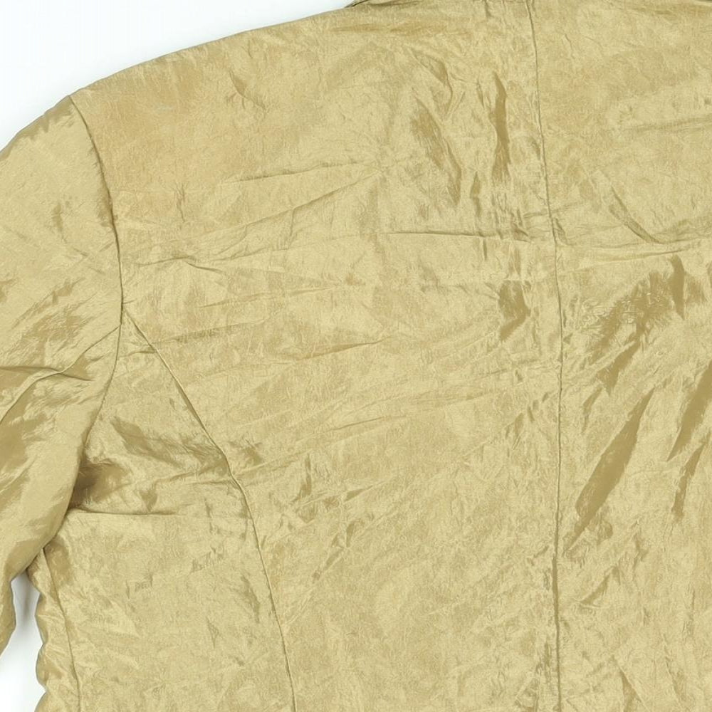 Steinmann Womens Gold Nylon Basic Blouse Size 16 Collared