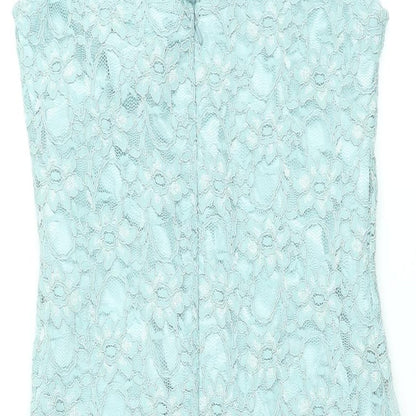 Mosaic Womens Blue Nylon Shift Size 10 Round Neck Zip - Frill