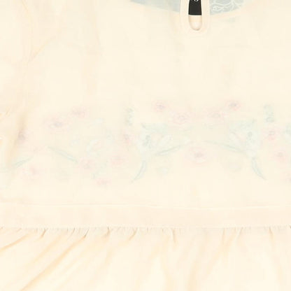 Cameo Rose Womens Pink Polyester Basic Blouse Size 10 Round Neck - Semi Sheer Floral Embroidery