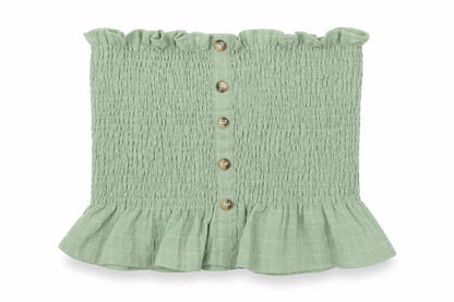 New Look Womens Green Polyester Basic Blouse Size L Square Neck - Rouched Button Detail