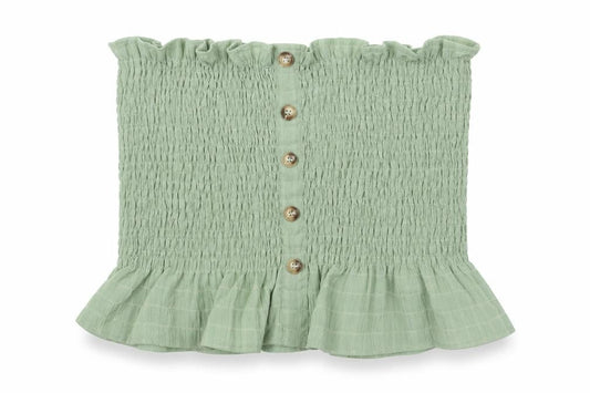 New Look Womens Green Polyester Basic Blouse Size L Square Neck - Rouched Button Detail