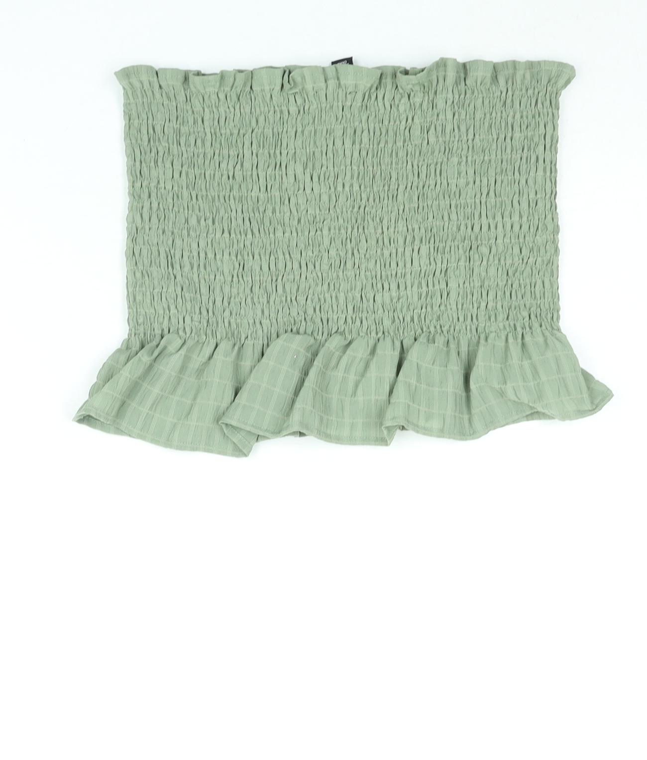 New Look Womens Green Polyester Basic Blouse Size L Square Neck - Rouched Button Detail
